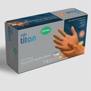 Koin Titan Ultra Kalın Turuncu Nitril Eldiven 50’Li - L