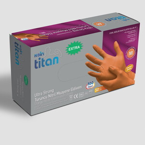 Koin Titan Ultra Kalın Turuncu Nitril Eldiven 50’Li - M