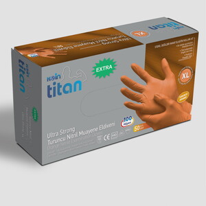 Koin Titan Ultra Kalın Turuncu Nitril Eldiven 50’Li - XL