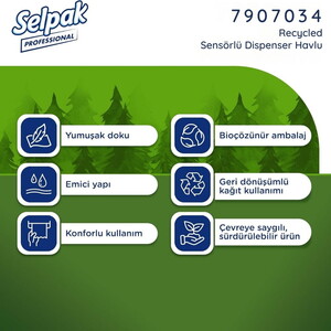  Selpak Professional Recycled Sensörlü Havlu - 21cm x 135 metre, 6'lı