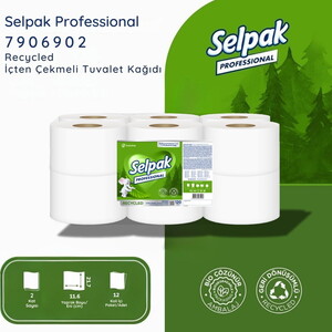 Selpak Professional Recycled İçten Çekmeli Tuvalet Kağıdı 11cm x 120 metre 12'li