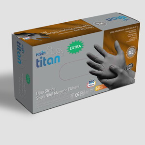 Koin Titan Ultra Kalın Siyah Nitril Eldiven 50’Li - M