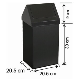 Siyah Çatı Kapaklı Çöp Kovası 11 Lt