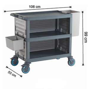 2 Katlı Kapalı Plastik Servis Arabası
